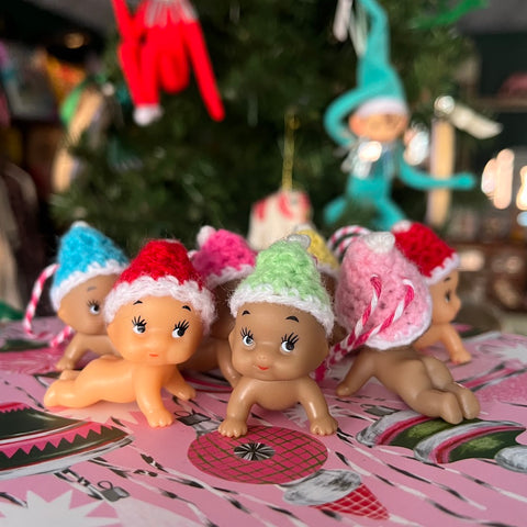 Kewpie Baby Santa Ornaments