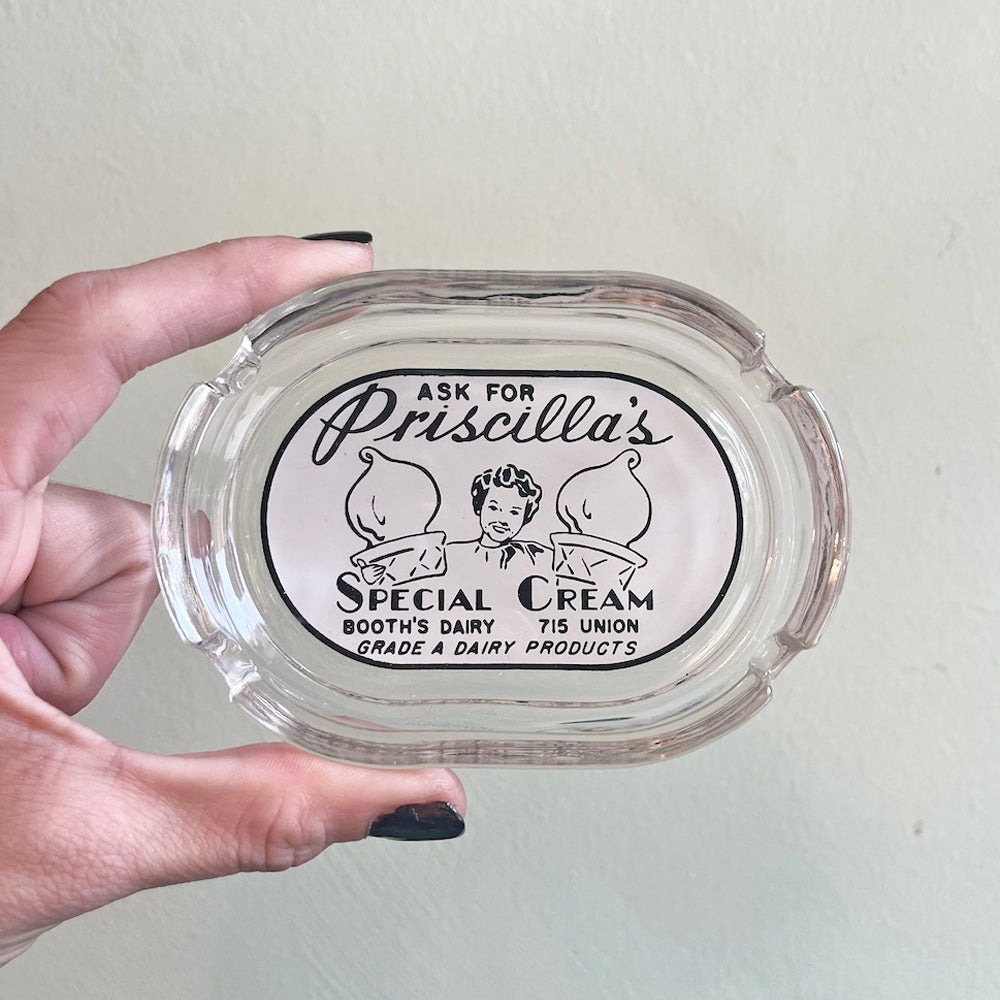 Vintage 1940's Priscilla's Special Cream Ashtray