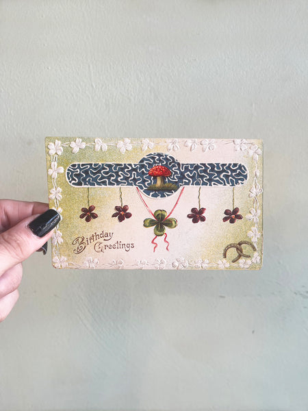 Vintage 1909 Birthday Luck Postcard
