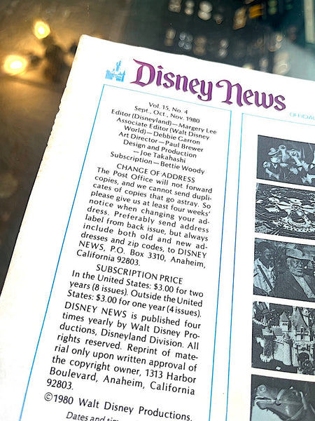 Disney News Magazine - Vintage 1980