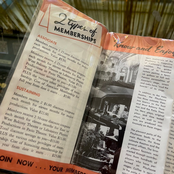 Pasadena Playhouse - Vintage 1940's Membership