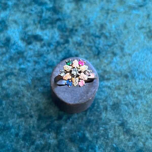 Vintage Rainbow Floral Gem Ring