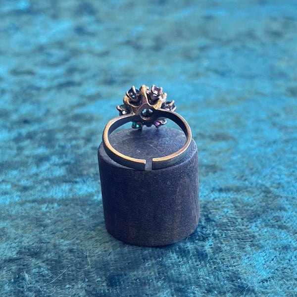 Vintage Rainbow Floral Gem Ring