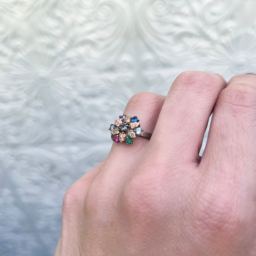 Vintage Rainbow Floral Gem Ring