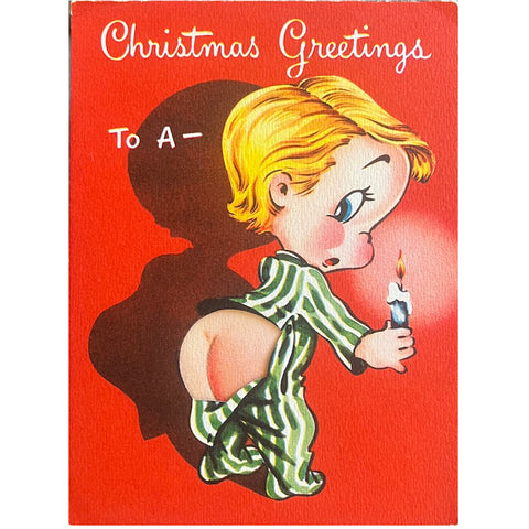 Greetings Peachy Friend - Vintage Christmas Card