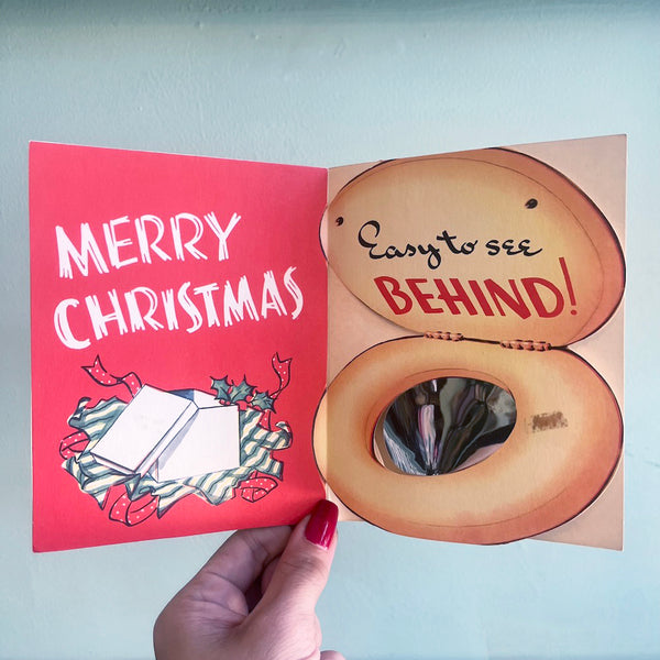 Rear View Mirror - Vintage Christmas Card