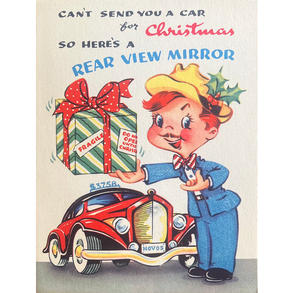 Rear View Mirror - Vintage Christmas Card