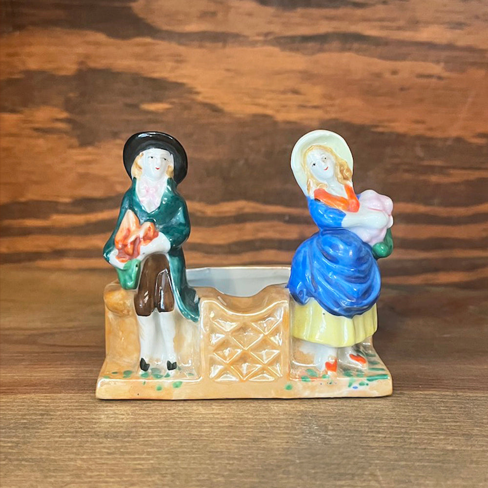 Porcelain Couple Cigar Ashtray - Vintage 1930's