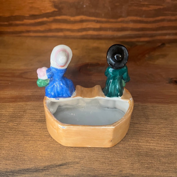 Porcelain Couple Cigar Ashtray - Vintage 1930's