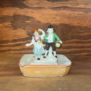 Porcelain Couple Mini Ashtray - Vintage 1930's