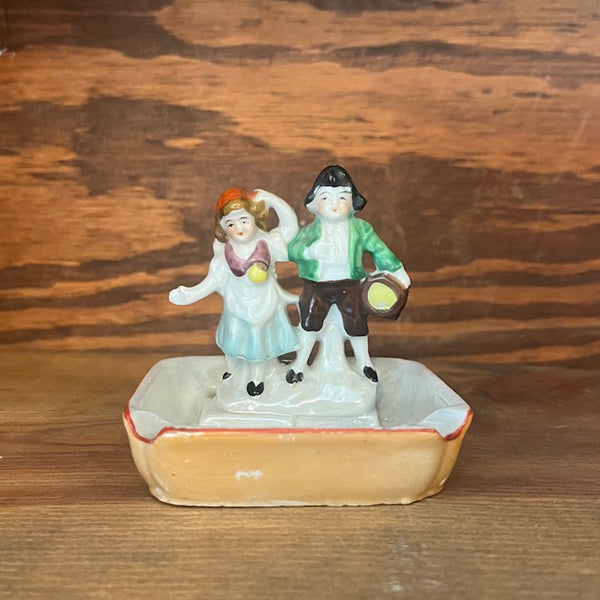 Porcelain Couple Mini Ashtray - Vintage 1930's