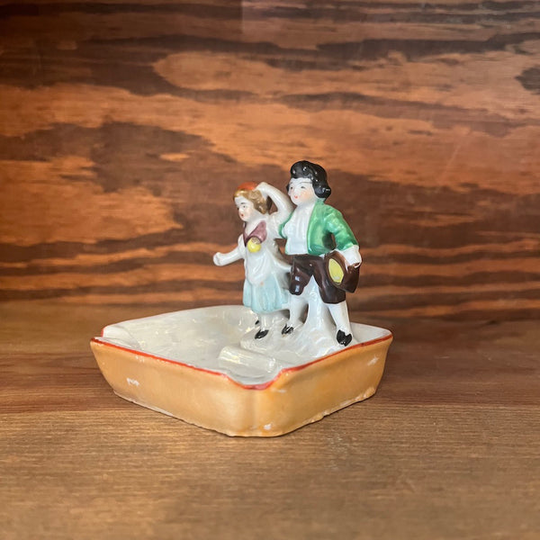 Porcelain Couple Mini Ashtray - Vintage 1930's