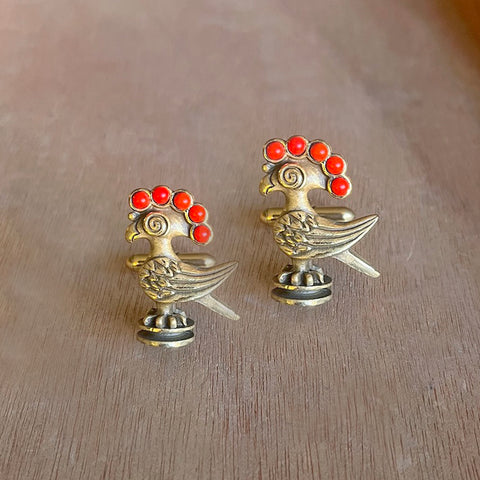 Vintage 1940's Avifauna Coral Cufflinks