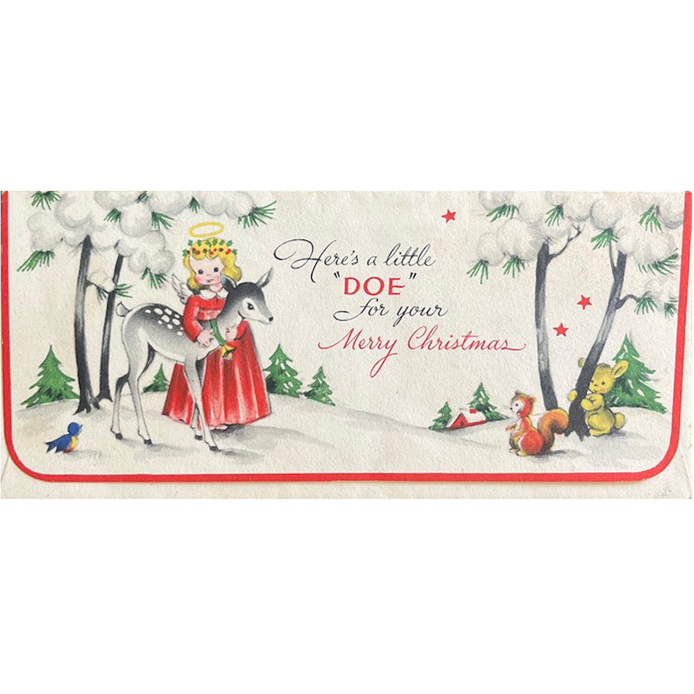 Here's A Little Doe - Vintage Christmas Card