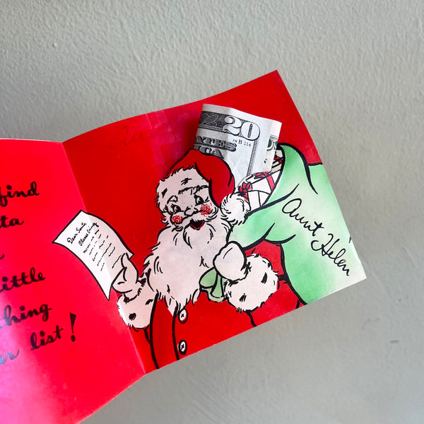 Here's A Little Something - Vintage Christmas Card