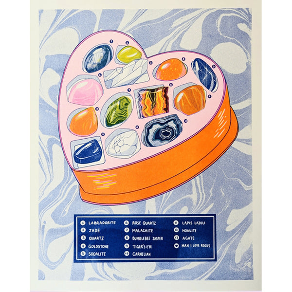 Love Rocks & Gemstones - Risograph Print