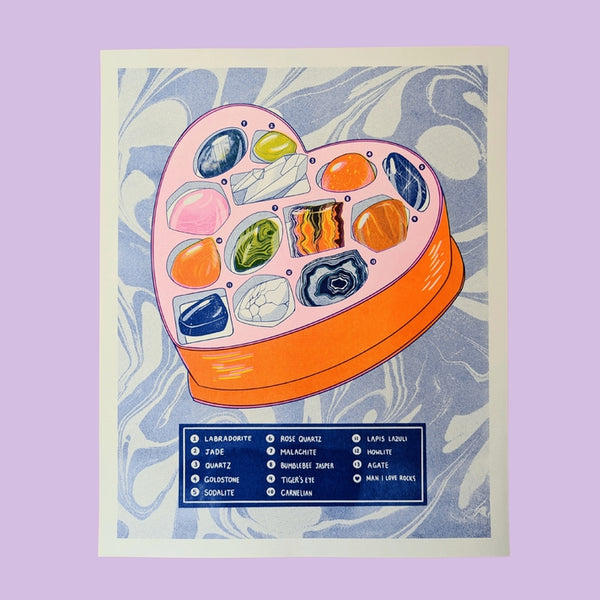Love Rocks & Gemstones - Risograph Print