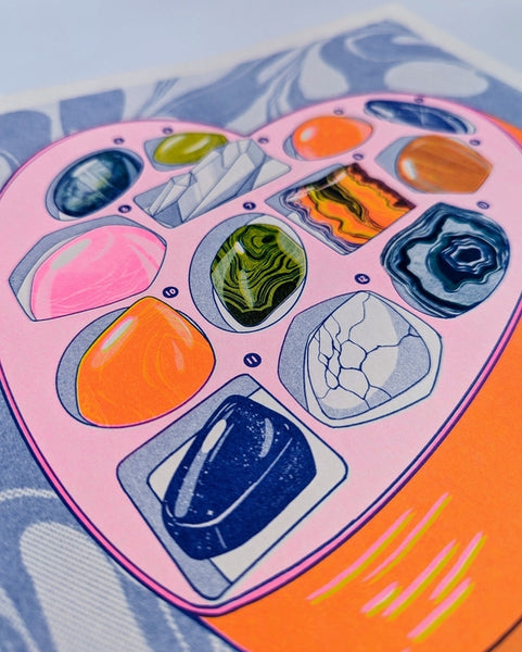 Love Rocks & Gemstones - Risograph Print