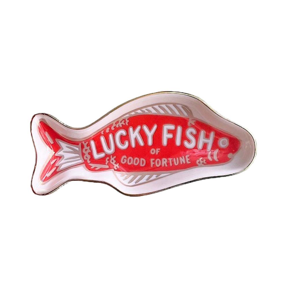 Lucky Rabbit Potteryのサーモンディナープレート Lucky Fish Fortune Dish – Pygmy Hippo Shoppe