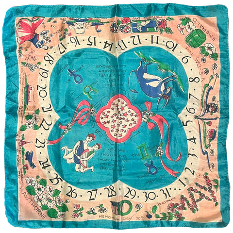 Month of May Silk Scarf - Vintage 1940's