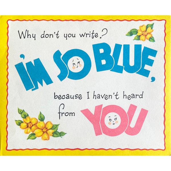 Miss You Card - Vintage 1950's