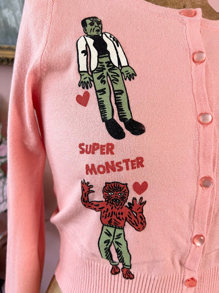 Super Monsters Cardigan - Candy Pink