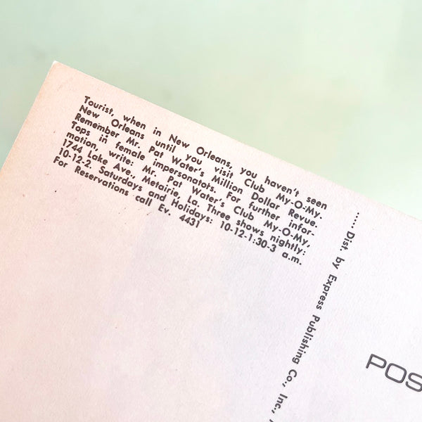 Vintage 1950's Club My-O-My Postcard