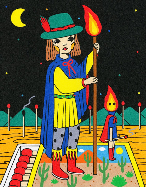 Page of Wands Tarot Card - An Original Sand Painting by Naoshi