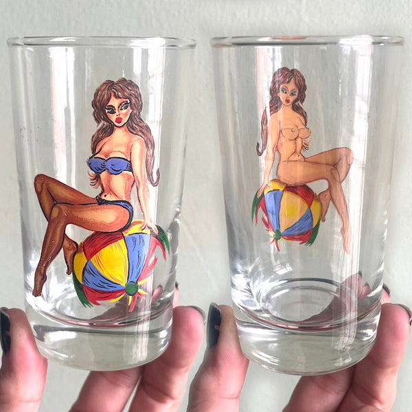 Vintage Nudie Girl Glassware