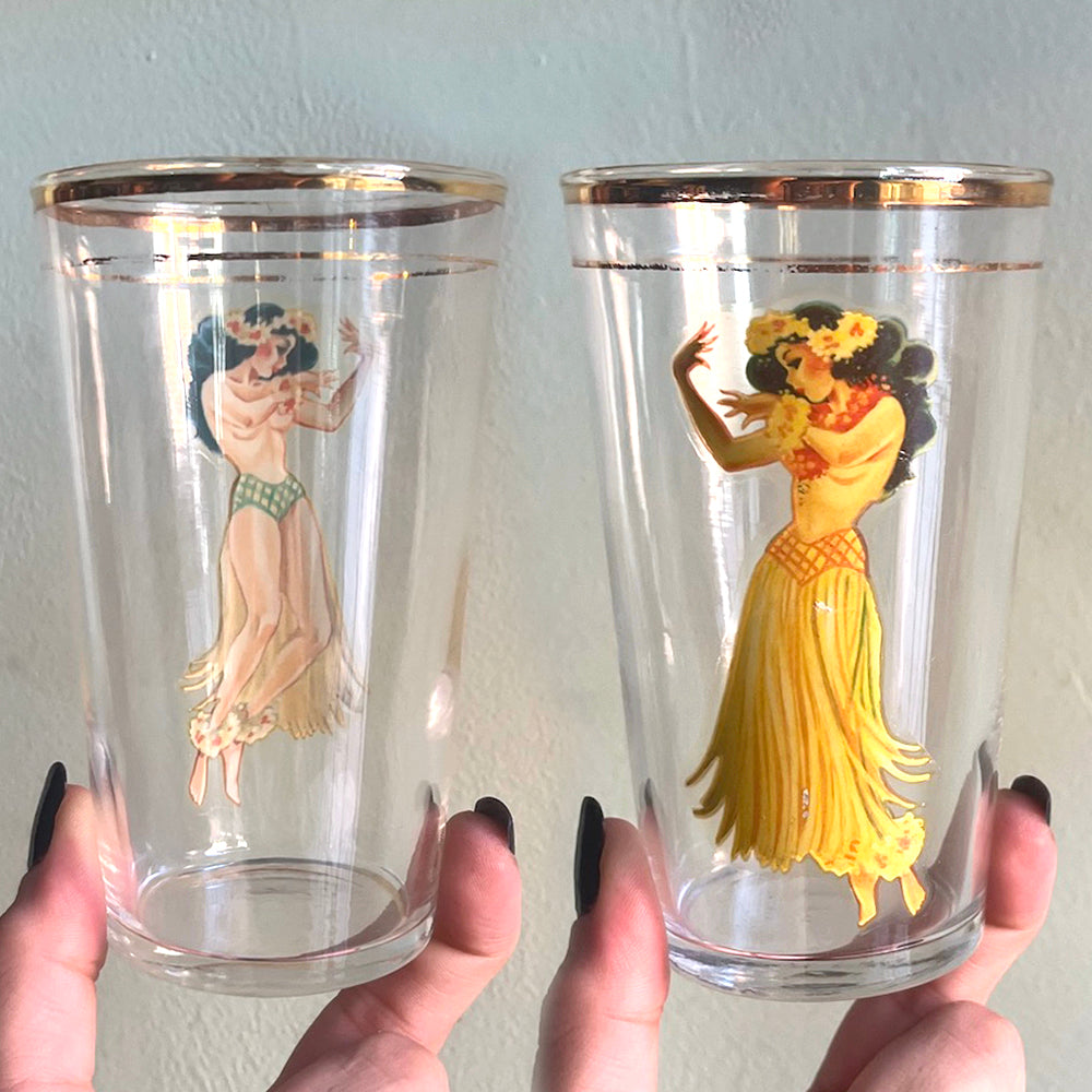 70s nudie drinking glasses Vintage Nudie Girl Glassware