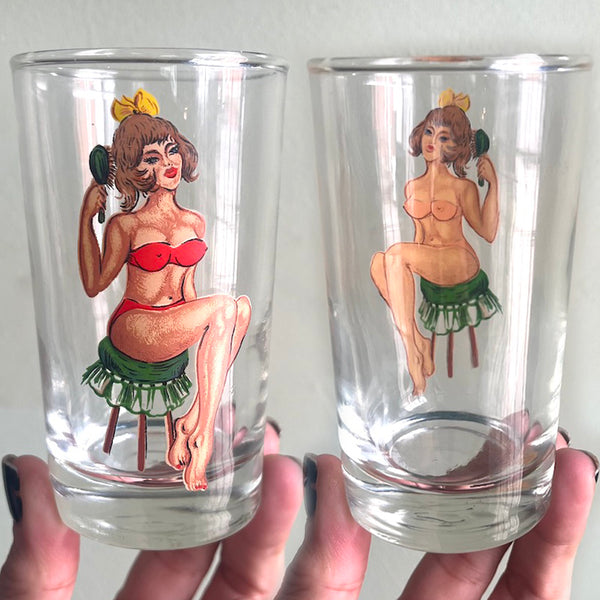 Vintage Nudie Girl Glassware