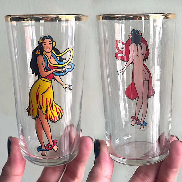 Vintage Nudie Girl Glassware