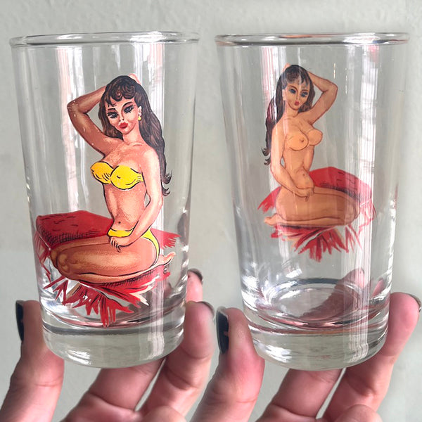 Vintage Nudie Girl Glassware