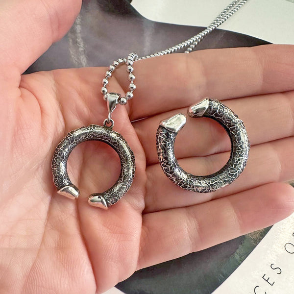 Phallus Ouroboros Necklace - Silver