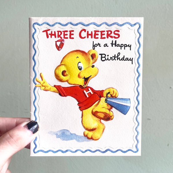 Nosey Bear Birthday Card - Vintage 1950's