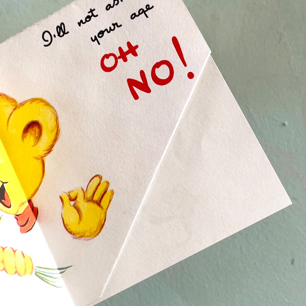 Nosey Bear Birthday Card - Vintage 1950's