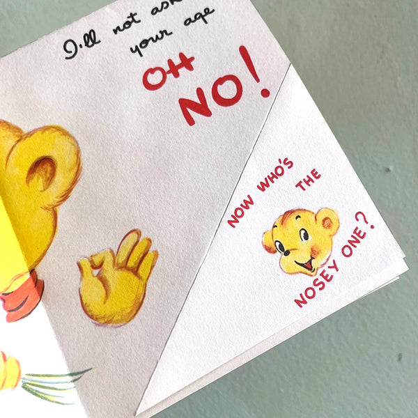 Nosey Bear Birthday Card - Vintage 1950's