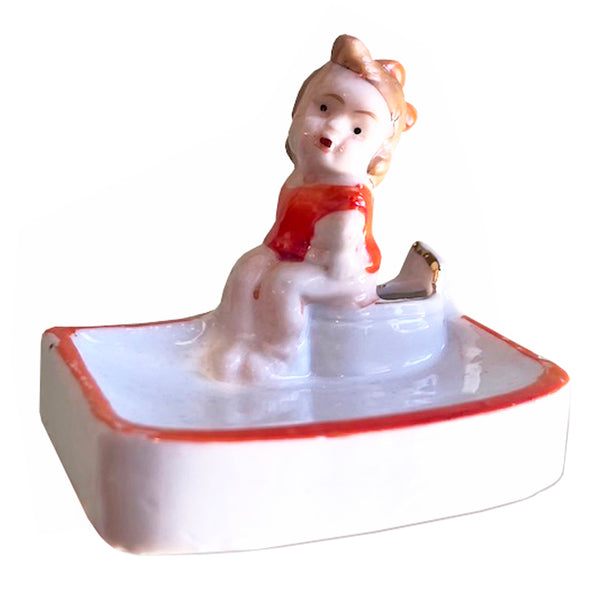 Toilet Baby Orange Ashtray - Vintage 1940's