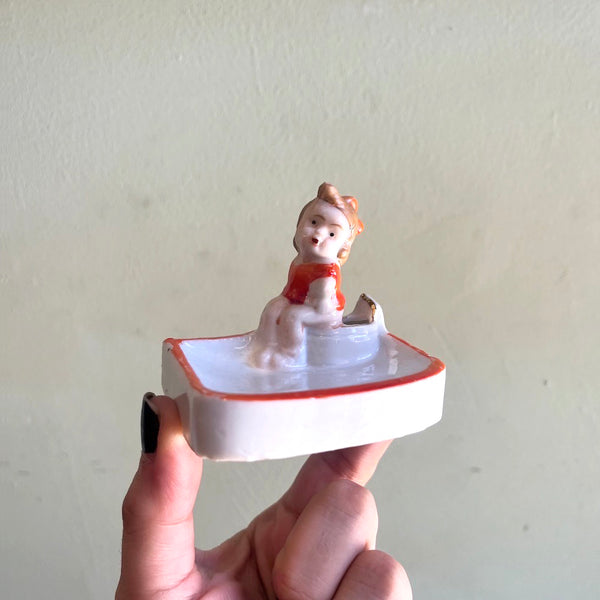 Toilet Baby Orange Ashtray - Vintage 1940's