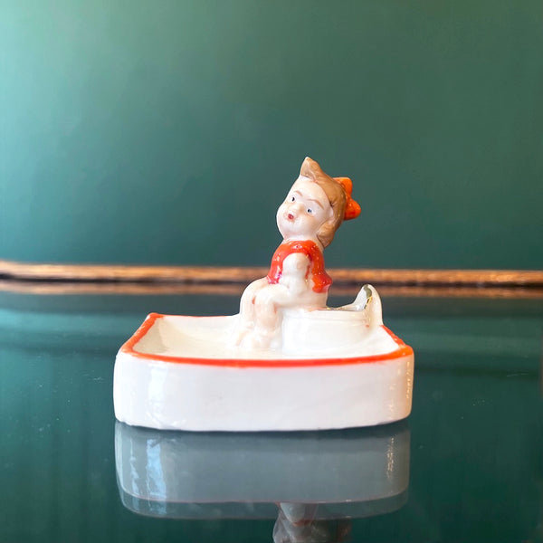 Toilet Baby Orange Ashtray - Vintage 1940's