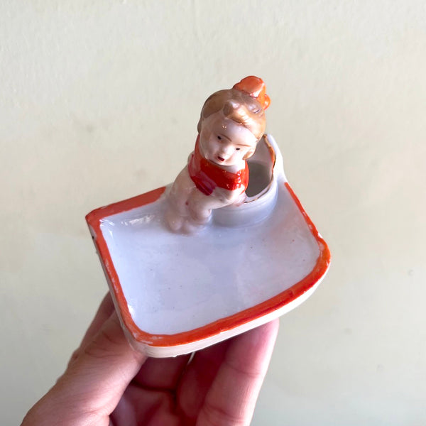 Toilet Baby Orange Ashtray - Vintage 1940's