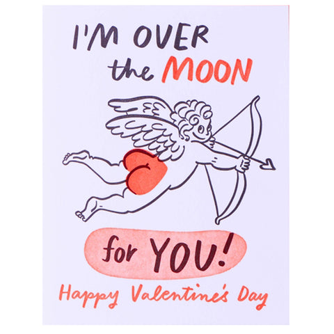 Over The Moon Valentine Card