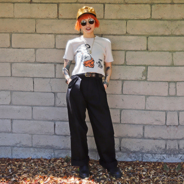 High Waist Pleated Trousers - Black