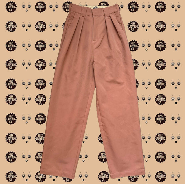 High Waist Pleated Trousers - Peach