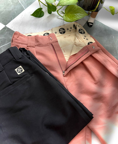 High Waist Pleated Trousers - Peach