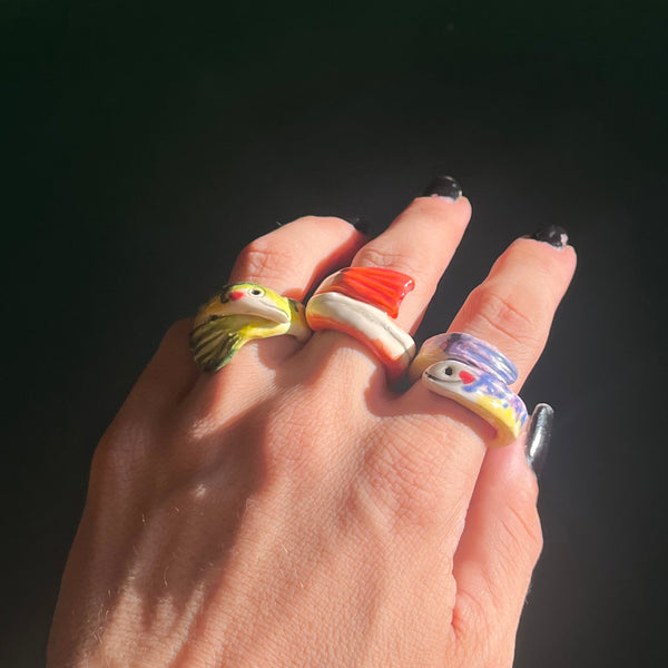 Porcelain Green Guppy Ring