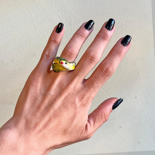 Porcelain Green Guppy Ring