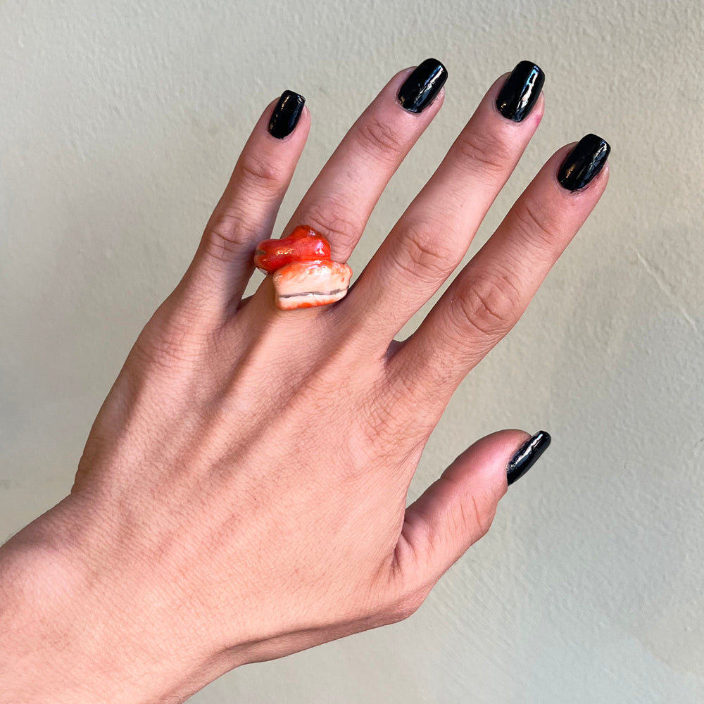 Porcelain Shrimp Cocktail Ring
