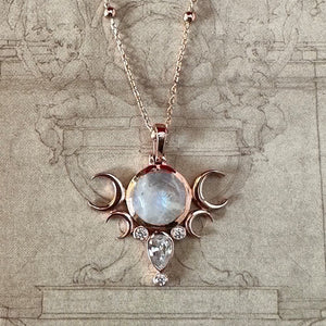 Five Moon Rose Gold Necklace - Moonstone