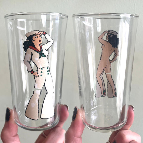 Vintage Nudie Girl Glassware